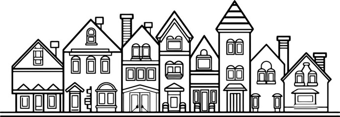 Fototapeta premium row houses drawing outline