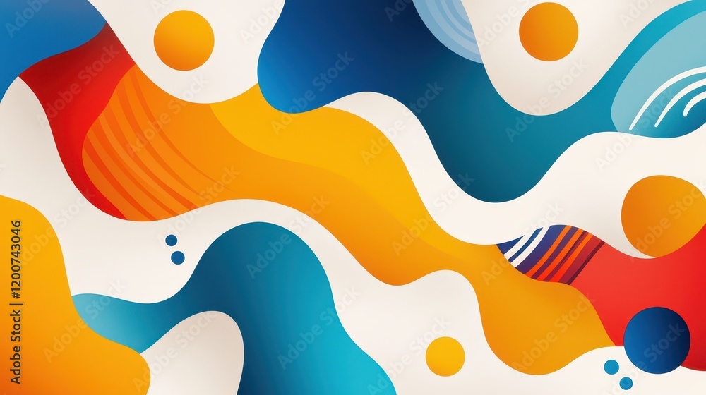 Poster dynamic abstract design representing bold risk-taking with fluid shapes and vibrant colors for moder