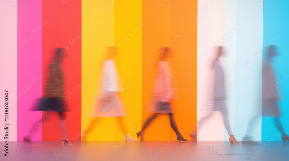 Poster dynamic and abstract visuals representing the concepts of productivity and efficiency in a modern co