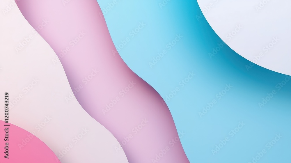 Poster dynamic and colorful abstract presentation design with soft curves and layers in pastel shades for v