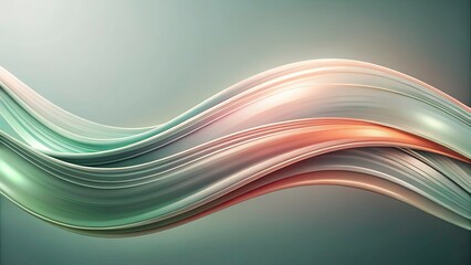 Obraz premium Flowing Horizontal Header Design in Low Light Photography Featuring Gray, Light Coral, and Pastel Green with Dynamic Curved Lines and Fluid Waves for Modern Web Aesthetics