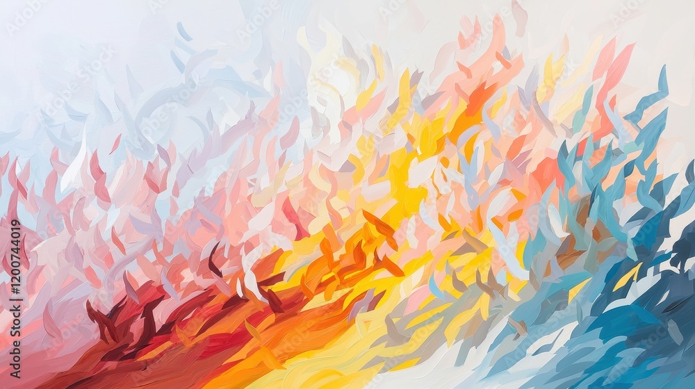Poster vibrant explosive abstract art in bursts of color capturing dynamic movement and emotional expressio
