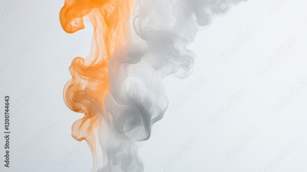 Poster flowing lines of smoke in contrast with bold flames creating a dramatic visual effect