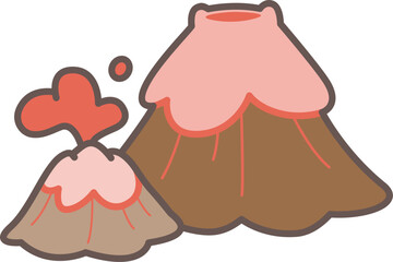 Cute Cartoon Volcano Eruption Illustration