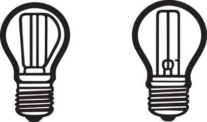black and white light bulb silhouettes with unique designs