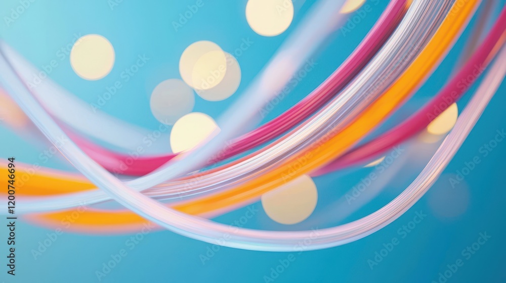 Poster intricate visuals illustrating change and management dynamics with colorful curves and soft bokeh ba