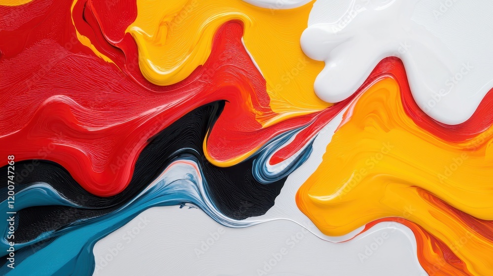 Aufkleber abstract melting shapes in vivid reds and yellows with smooth flowing lines and textures