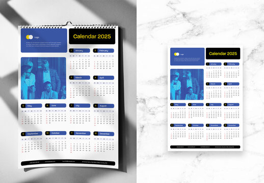 Blue And Yellow Calendar