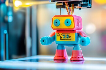 Fototapeta premium 3D printer creating a mini robot