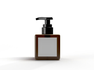 Plastic or Glass with dispenser pump bottle and label mockup container packaging isolated on background. 3D template for liquid soap, gel, lotion, cream, shampoo, bath foam, healthcare or medicine