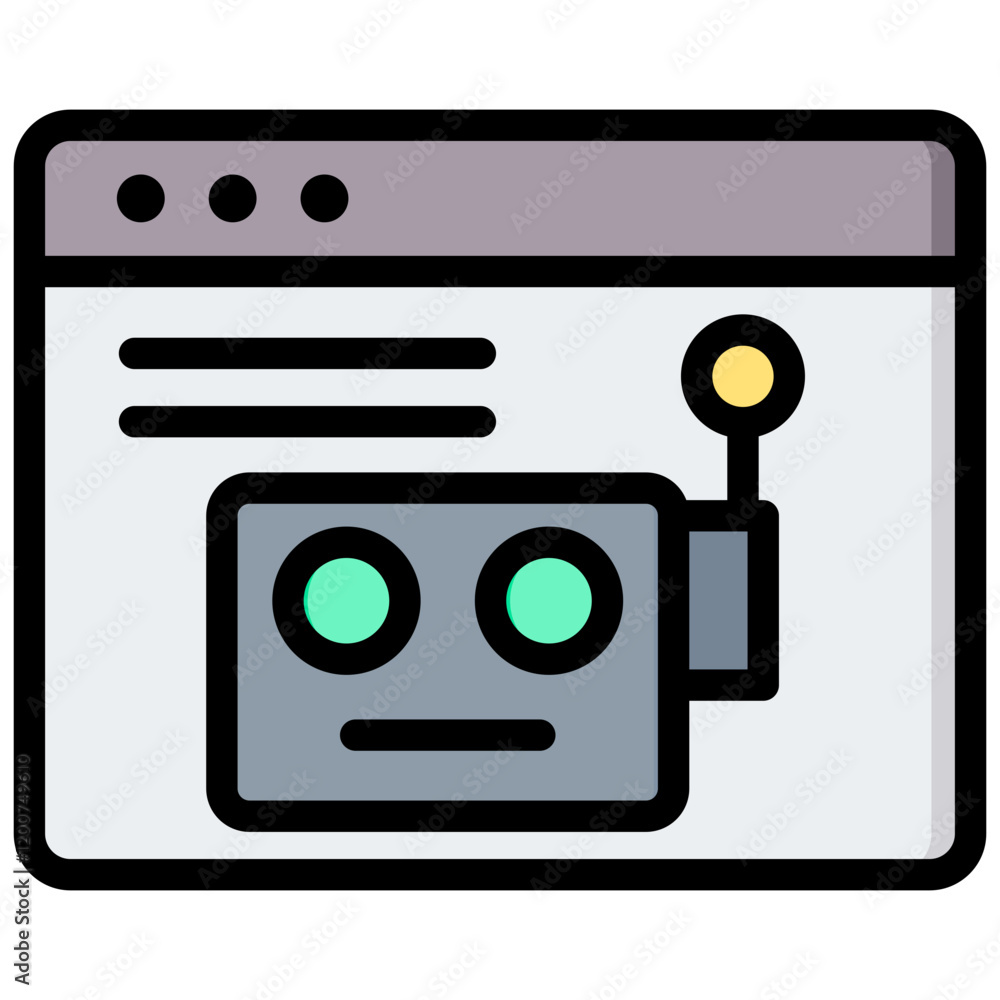 Poster robotic software outline color icon