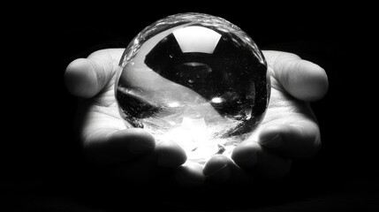 Crystal Sphere Held in Dark Hands, Mysterious Vision