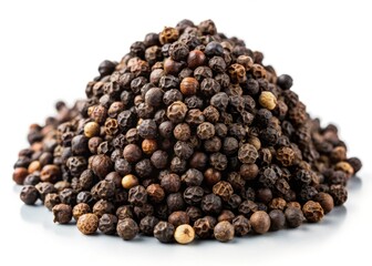 Sharp image of black peppercorns; perfect for culinary and spice branding.