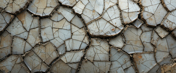 Cracked surface with intricate patterns and textures.