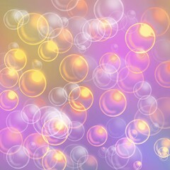 Bright bokeh circles and bubbles create a colorful, glowing abstract background design