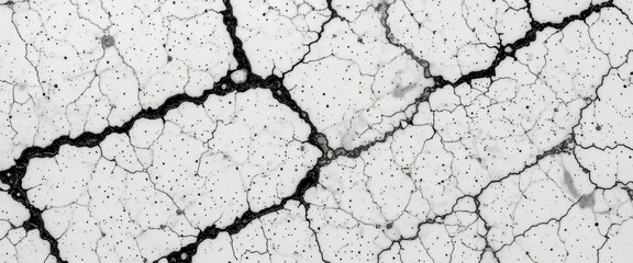 Abstract texture with black cracks on a white surface.