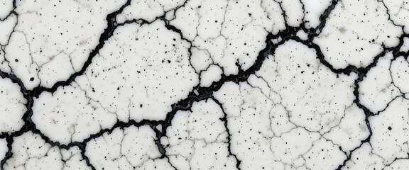 Obraz premium Abstract black and white cracked surface resembling marble.