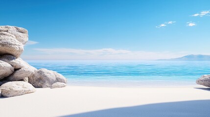 Serene Beachscape with White Rocks