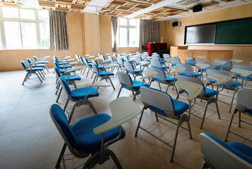 Chairs with boards in the classroom