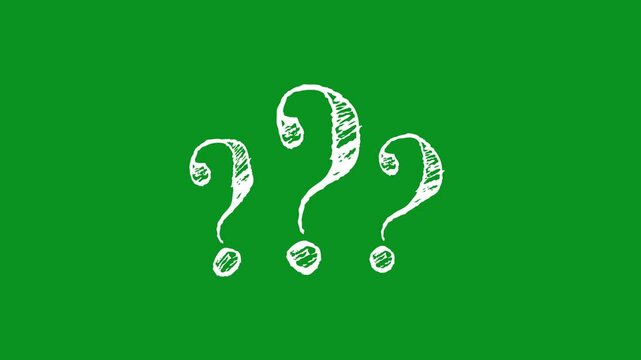 animated question mark icon green screen chalk question mark appears 4k looping wiggle croma