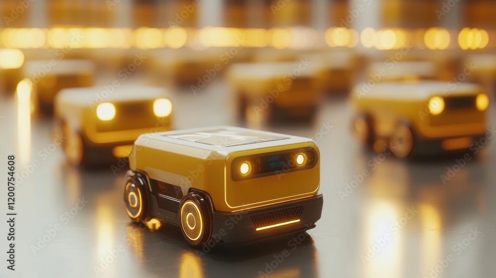 Poster autonomous delivery robots in a warehouse setting
