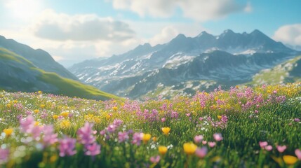 Obraz premium Idyllic Mountain Landscape in the Alps with Vibrant Blooms