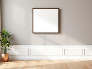 Modern wall art mockup featuring a sleek frame displayed in a gallery setting, interior, mockup, decor