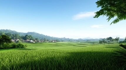 Obraz premium Tranquil Rice Paddy Landscape