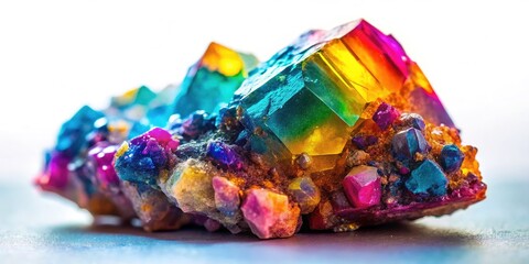 Rare Mineral from the Mine â€“ Stunning Tilt-Shift Photography on a White Background for Unique Mineral Collectors, Geology Enthusiasts, and Educational Purposes in High Quality Panoramic Format