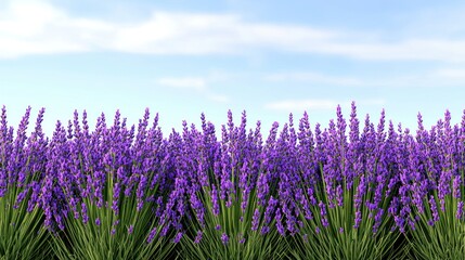 Naklejka premium A vibrant field of lavender under a clear blue sky.