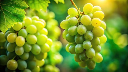 Tiny grapes, magnified by macro lens and tilt-shift, create an enchanting miniature world in this captivating food photography.