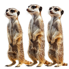 Wildlife action meerkat trio in nature captivating wildlife photography outdoor environment side view engaging concept