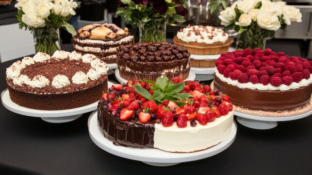 Delicious Cakes Displayed at a Festive Gathering