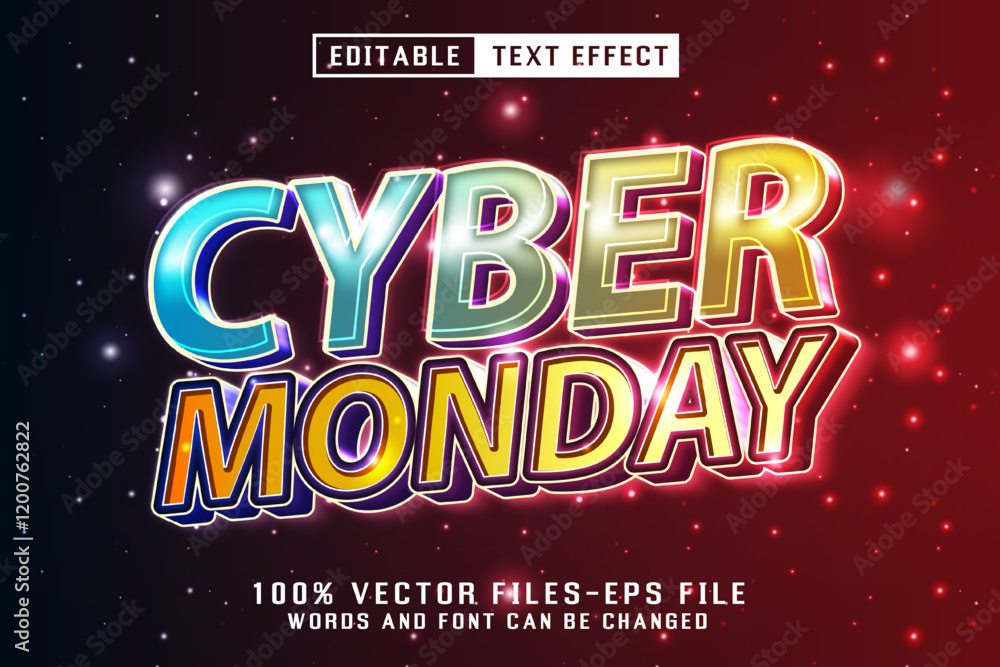 Poster cyber monday 3d text - editable text effect