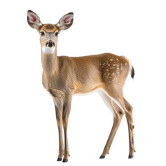 Fototapeta premium Deer observing in nature wildlife photography forest setting close-up view captivating animal behavior