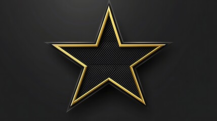 Fototapeta premium A Black Star with a Golden Outline on Dark Background