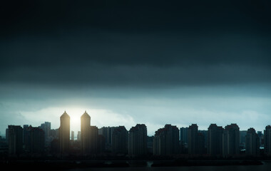City buildings under the dark night