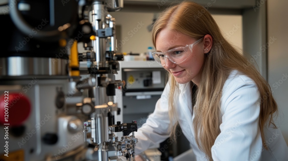 Poster focused scientist in a laboratory setting