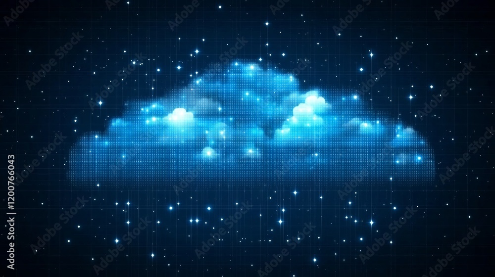 Poster digital cloud computing network data visualization