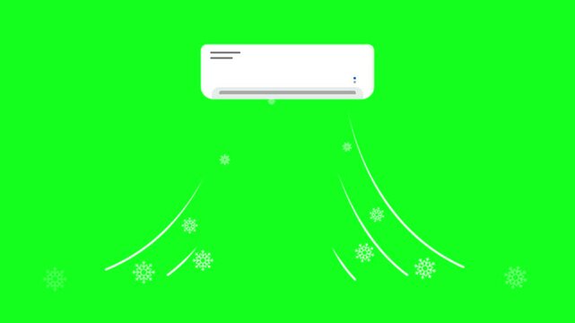 Air Conditioner animated Air Conditioner ac green screen emits cool cool air 4k looping animation