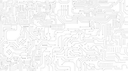 Technology background with hi-tech digital data connection system and computer electronic design. Electronic circuit on white background