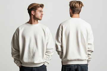 Clear Pixel Picture of Man in Blank Sweater, Front and Back Views