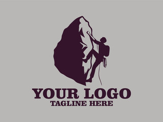 Rock climbing adventure, climber facing steep cliffs vector illustration of rock climber graphic design extreme sport. The minimalist design with firm lines gives the impression of strength