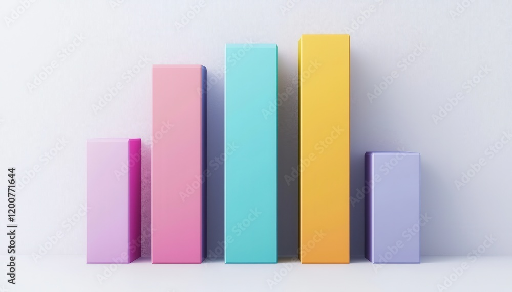 Aufkleber economics and strategy shaping gdp dynamics. colorful 3d bar graph with varying heights on a light b
