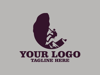 Rock climbing adventure, climber facing steep cliffs vector illustration of rock climber graphic design extreme sport. The minimalist design with firm lines gives the impression of strength