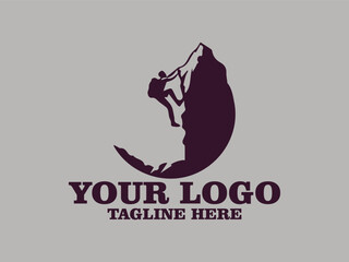 Rock climbing adventure, climber facing steep cliffs vector illustration of rock climber graphic design extreme sport. The minimalist design with firm lines gives the impression of strength