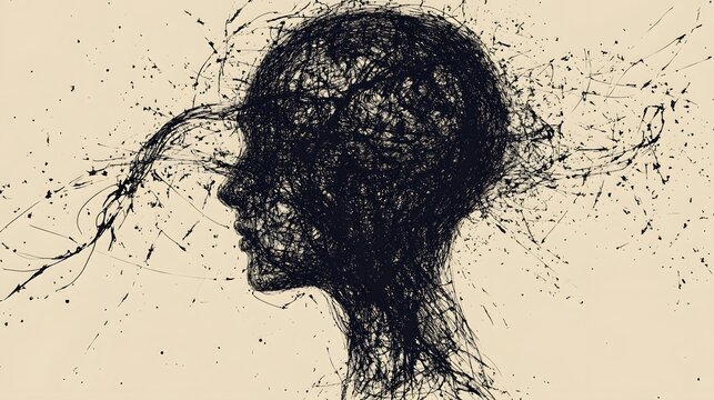 Abstract Head Exploding with Thoughts and Emotions