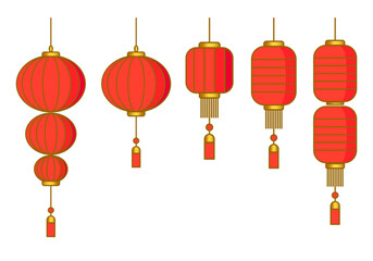 Traditional lantern, lamp, light  for Chinese New Year design isolated on white background vector illustration.