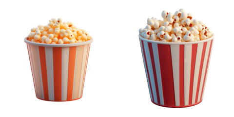  Set of a Cute popcorn bucket, isolated on transparent background.
