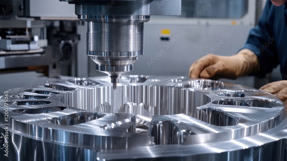 Poster precision machining: a close-up view of a cnc mill in action